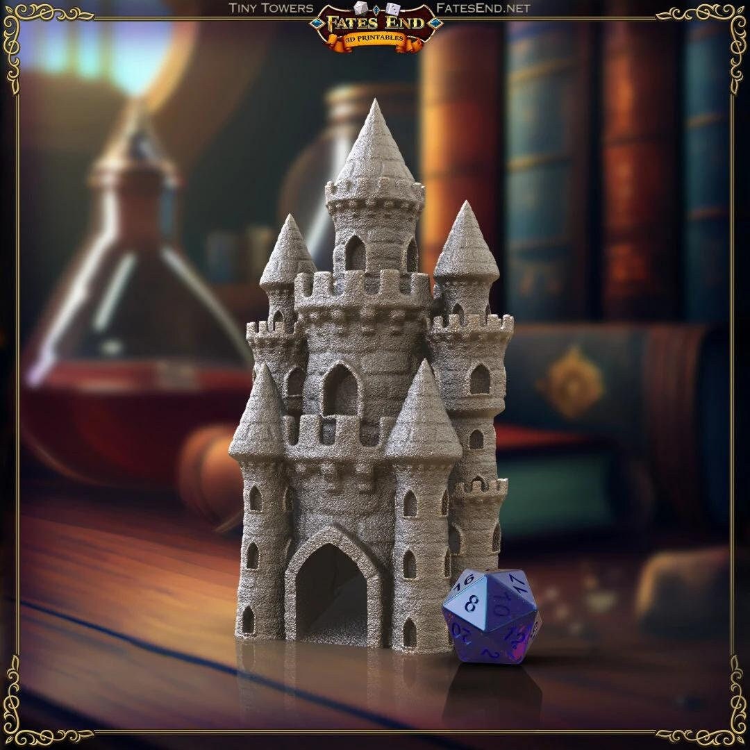 Whimsical Sandcastle Dice Tower - 3D Printed Gaming Accessory from Fates End - Theboxanddice