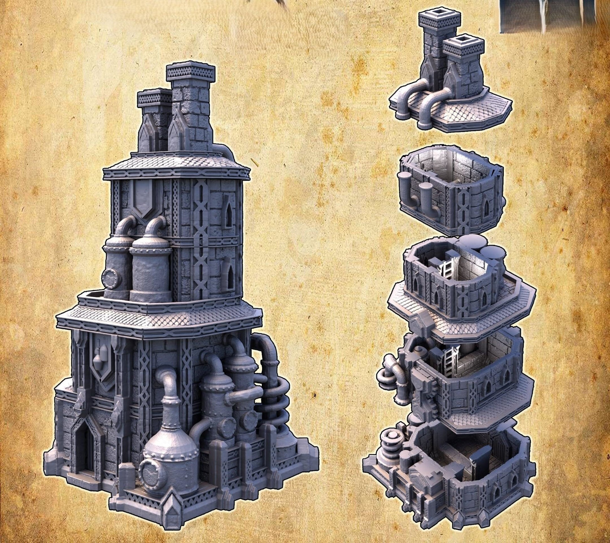 Dwarven Alchemist's Workshop 3D Printed Playable Interior for Tabletop Gaming - Theboxanddice