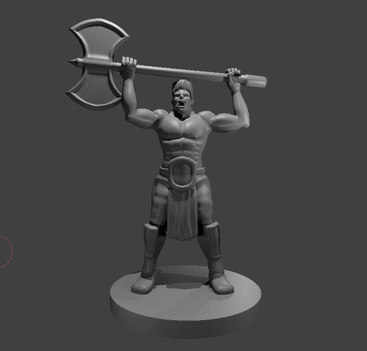 Raging Half Orc Barbarian Mini with Epic Mullet - Theboxanddice