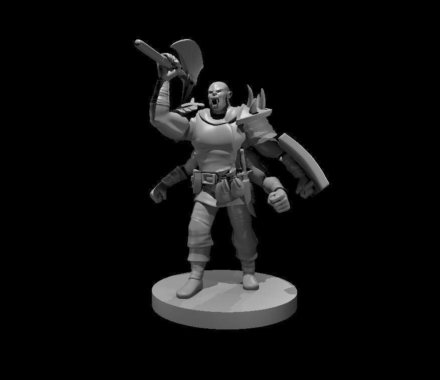 Four-Armed Half Orc Barbarian Miniature for DND Adventures - Theboxanddice