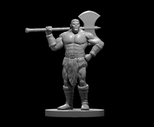 Half Orc Barbarian Figure - Customizable 3D Printable Miniature - Theboxanddice