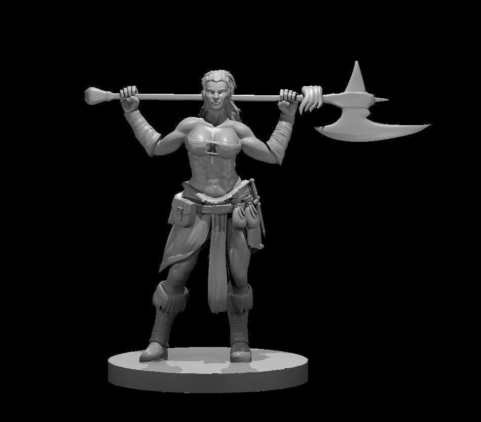 Female Barbarian Miniature for DND Adventures - Theboxanddice