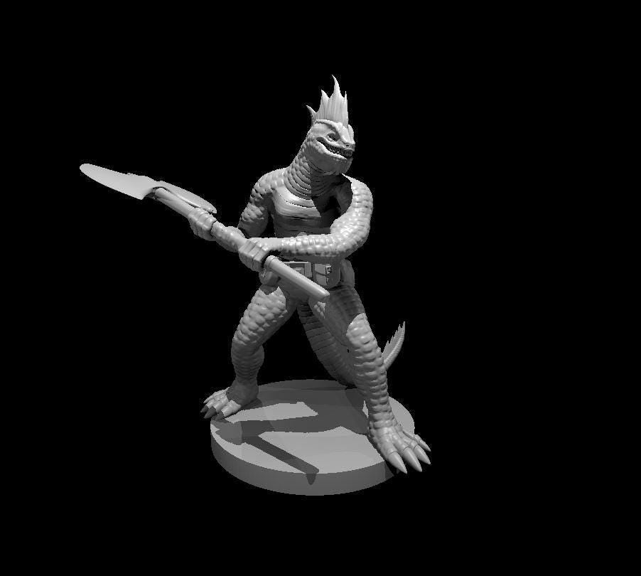 Lizardfolk Warrior Barbarian Figure - Theboxanddice