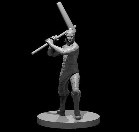 Half-Elf Barbarian with Mochi Hammer Miniature - Male Edition - Theboxanddice