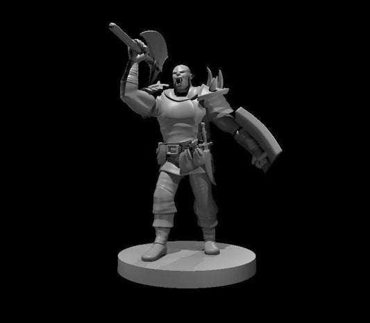 Orc Warrior Miniature with Battle Axe & Shield for DND - Theboxanddice