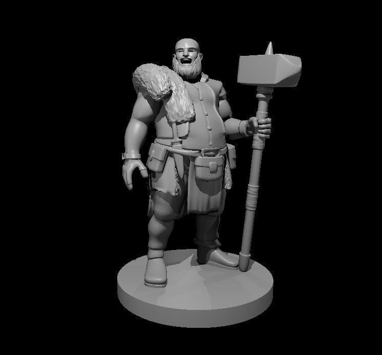 Human Barbarian with Maul 3D Miniature for DND - Theboxanddice