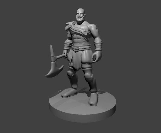 Human Barbarian 3D Printed Miniature for DND - Theboxanddice