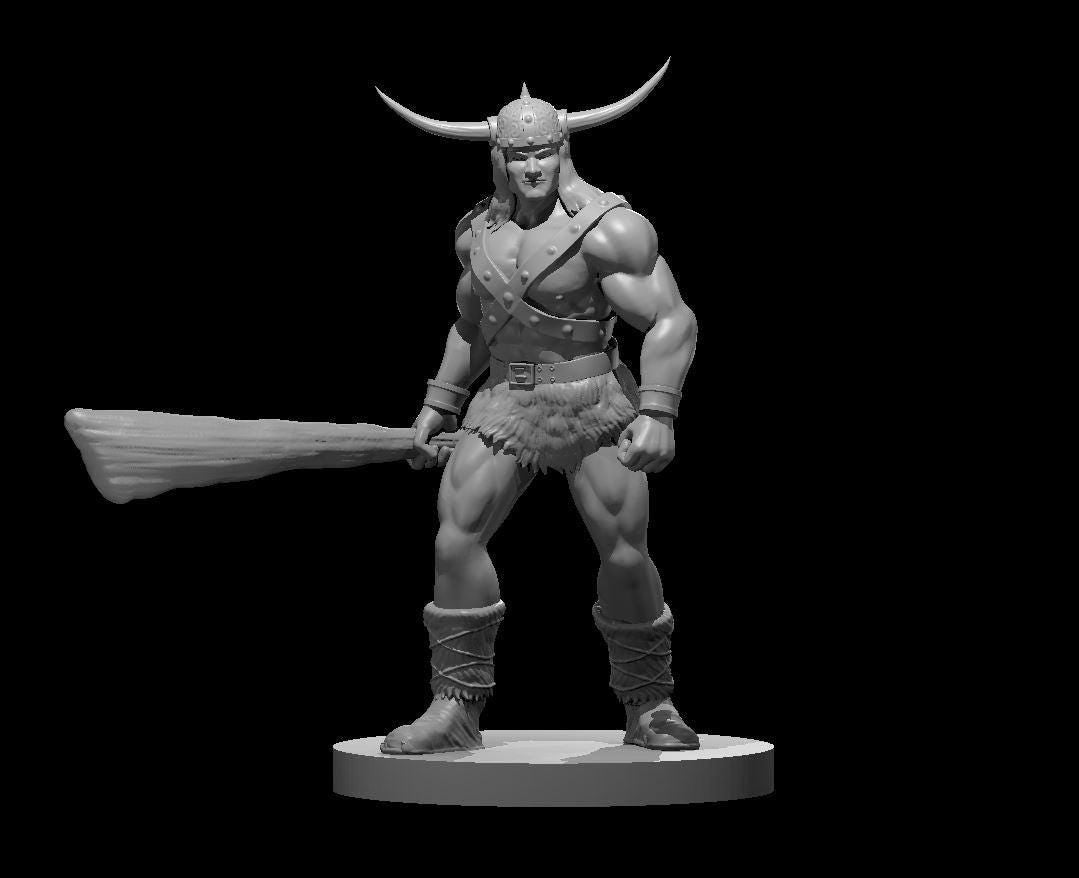 Human Barbarian Miniature with Club - 9th Edition - Theboxanddice