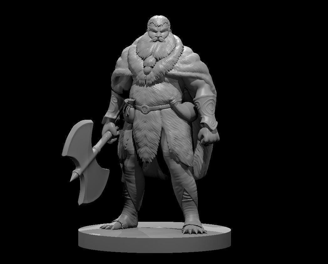 Barbarian Warrior Miniature with Bear Totem - 12 Scale Options Available - Theboxanddice