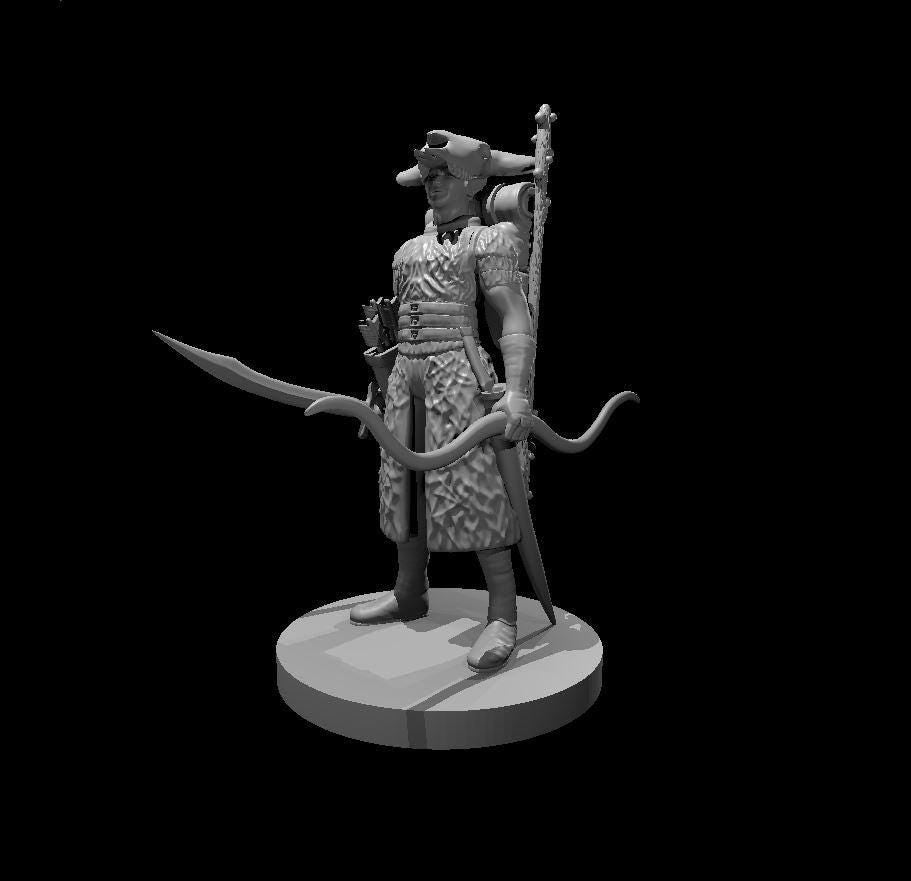 Druidic Elven Warrior in Skull Helmet - Detailed Miniature for DND - Theboxanddice