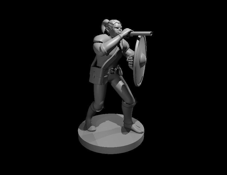 Half-Orc Bardess Miniature with Gong & Blowgun for DND - Theboxanddice