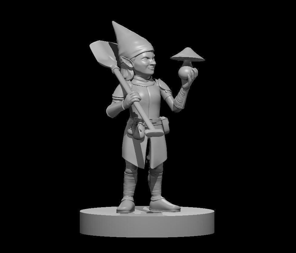 Female Gnome Grave Cleric 3D Printed Miniature for DND - Theboxanddice