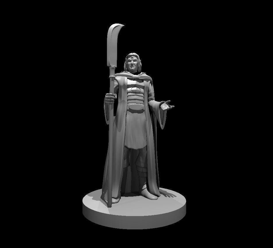 Human Male Cleric Miniature with Glaive - 28mm & 56mm Options - Theboxanddice