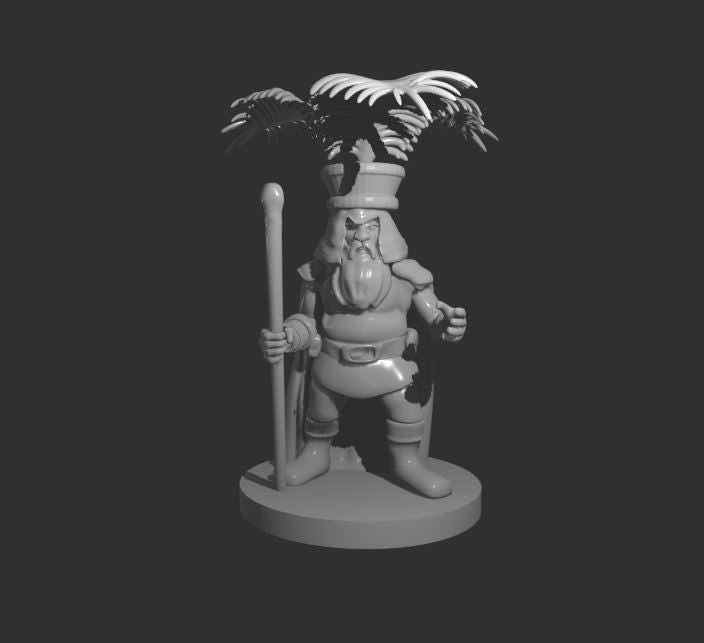 Fern-Hatted Dwarven Druid Miniature for DND - Theboxanddice