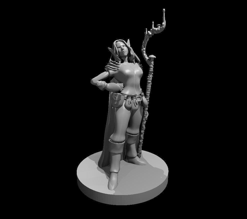 Mystical Elven Druidess - Spore Circle Miniature #1 for DND - Theboxanddice