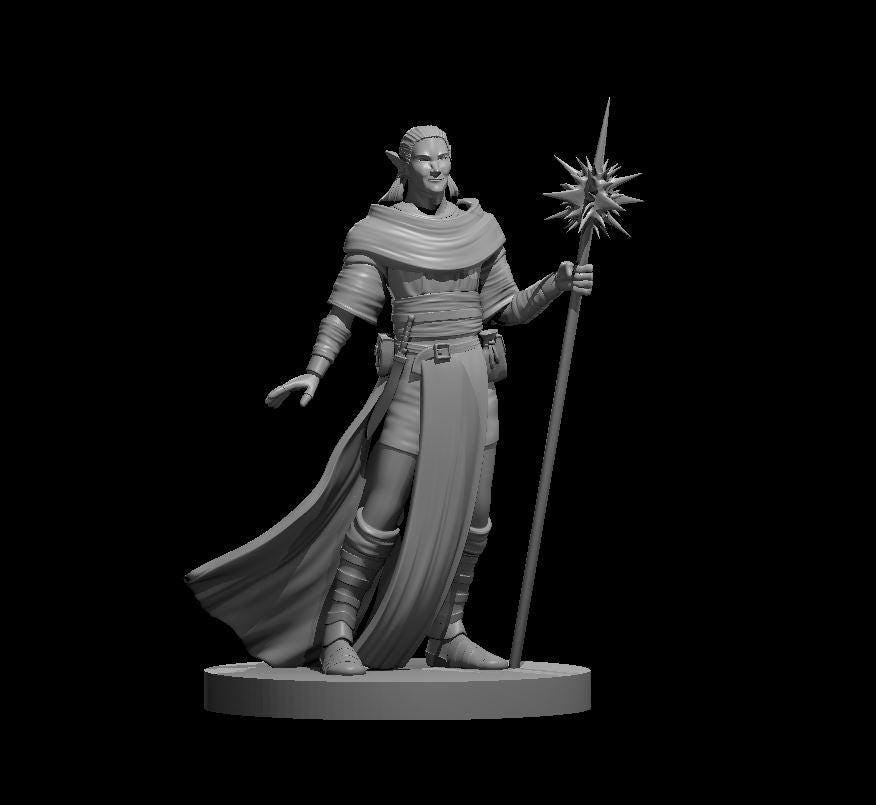 Elven Druidic Male Miniature #4 for DND Adventures - Theboxanddice