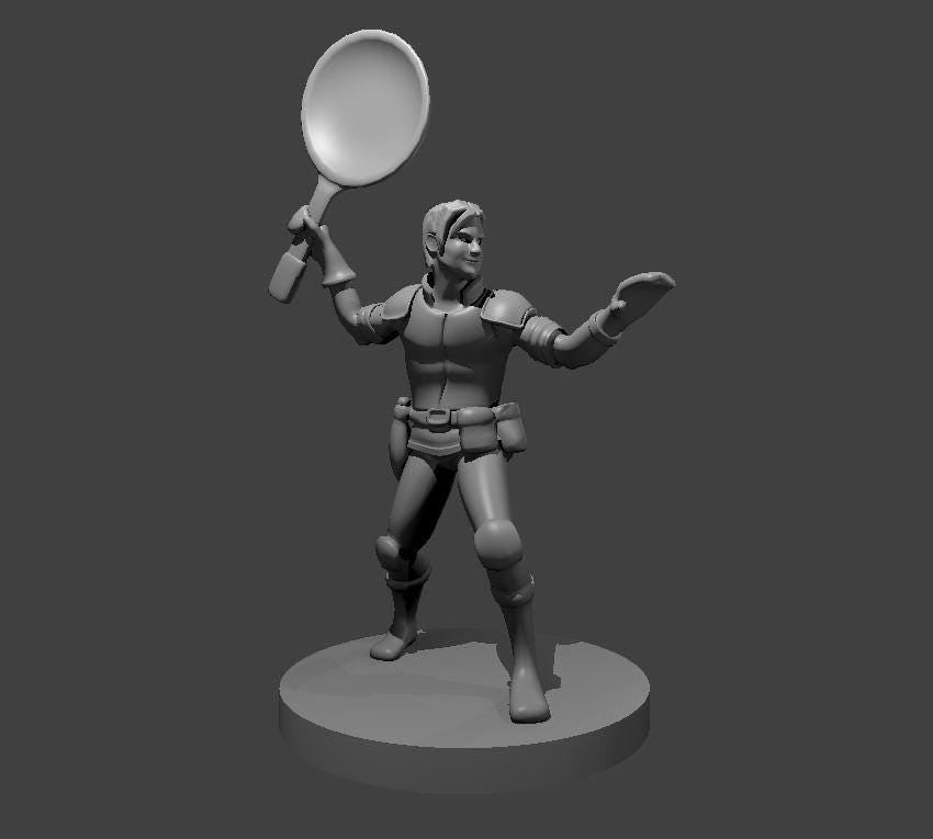 Fry Pan Warrior Miniature - Theboxanddice