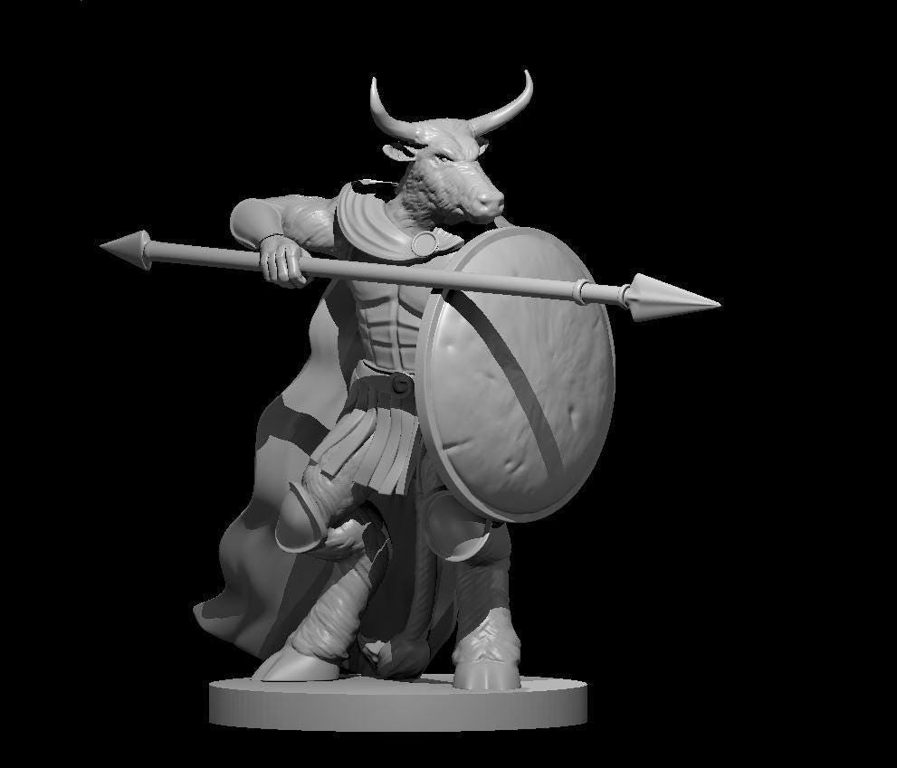 Minotaur Hoplite Warrior Figure - Theboxanddice