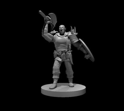 Half-Orc Warrior Miniature with Axe and Shield - Theboxanddice