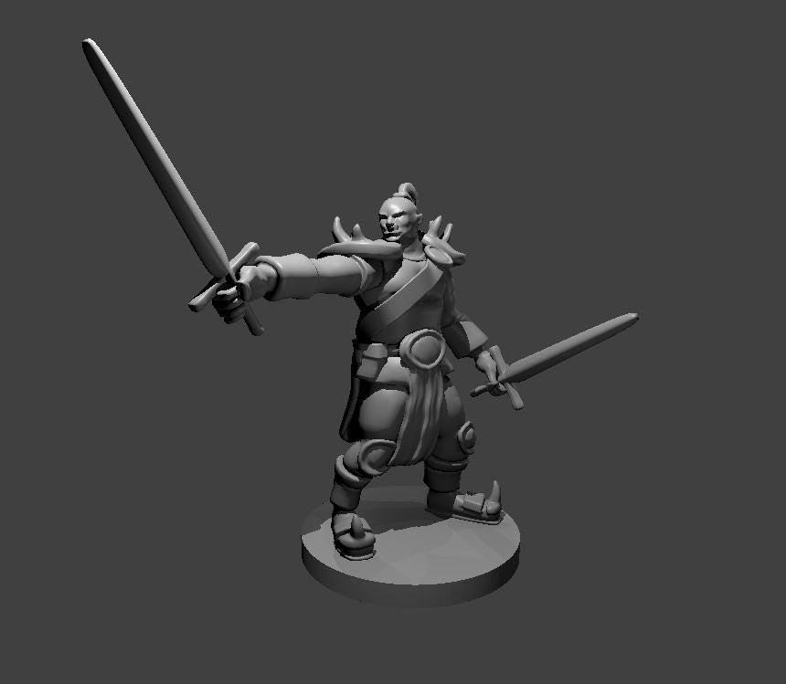 Dual-Wielding Half Orc Barbarian Figure for DND - Theboxanddice