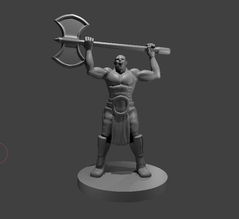 Raging Half Orc Barbarian 3D Miniature - Theboxanddice