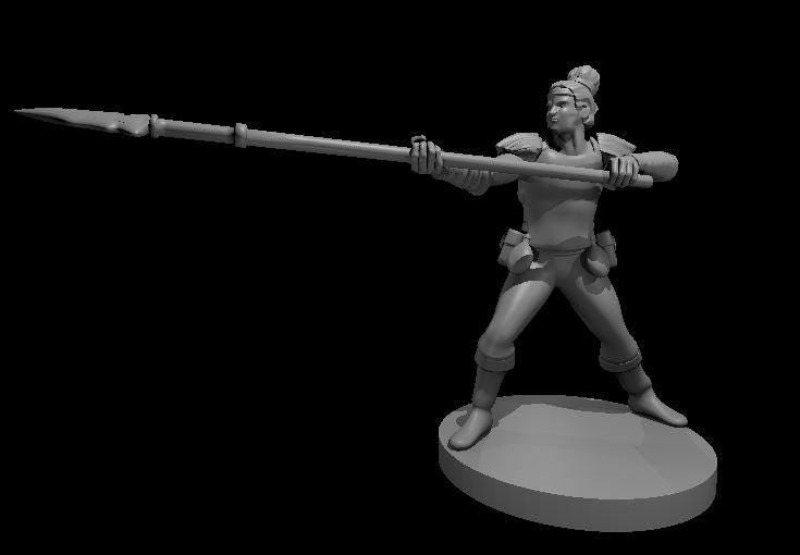 Human Warrior with Spear Tabletop Miniature - Theboxanddice