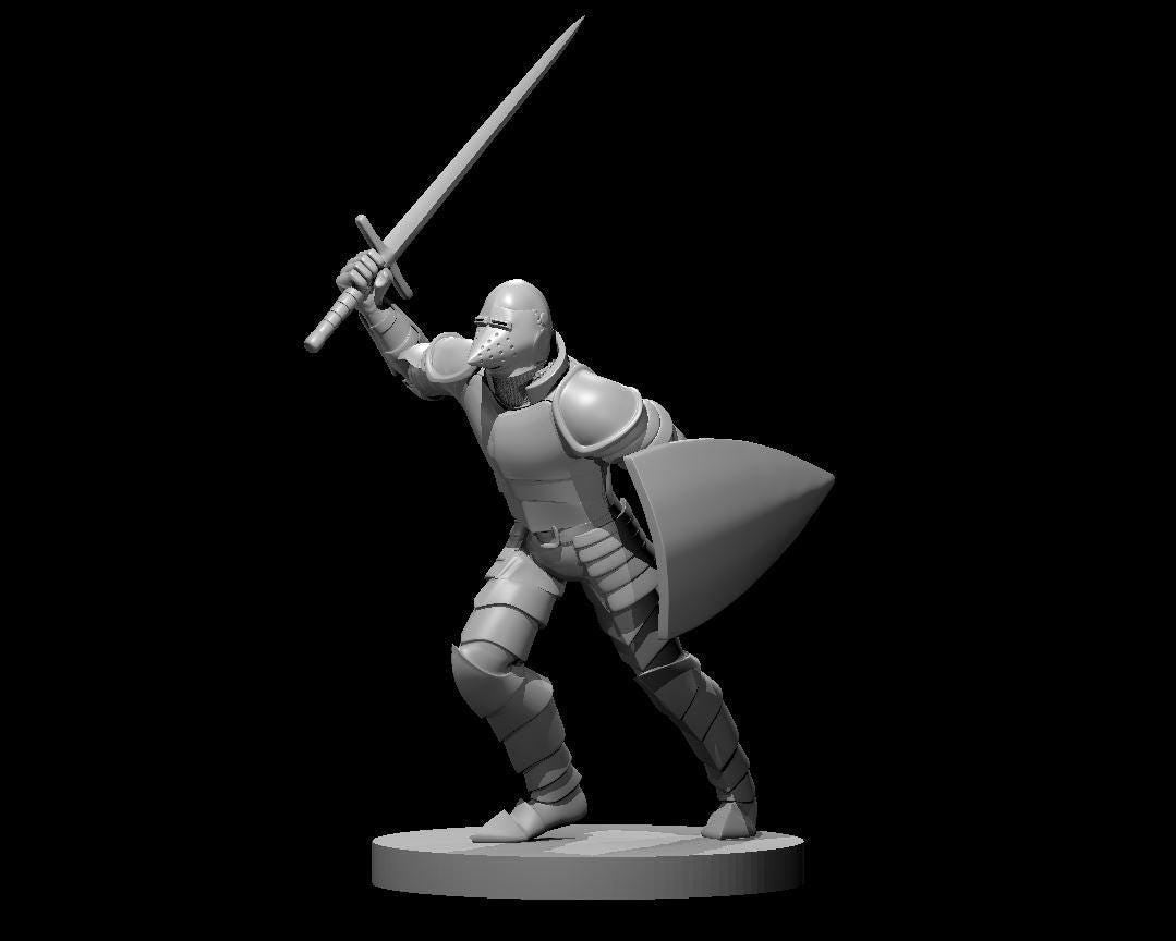 Human Male Warrior with Hounskull Bacinet Figurine - Theboxanddice