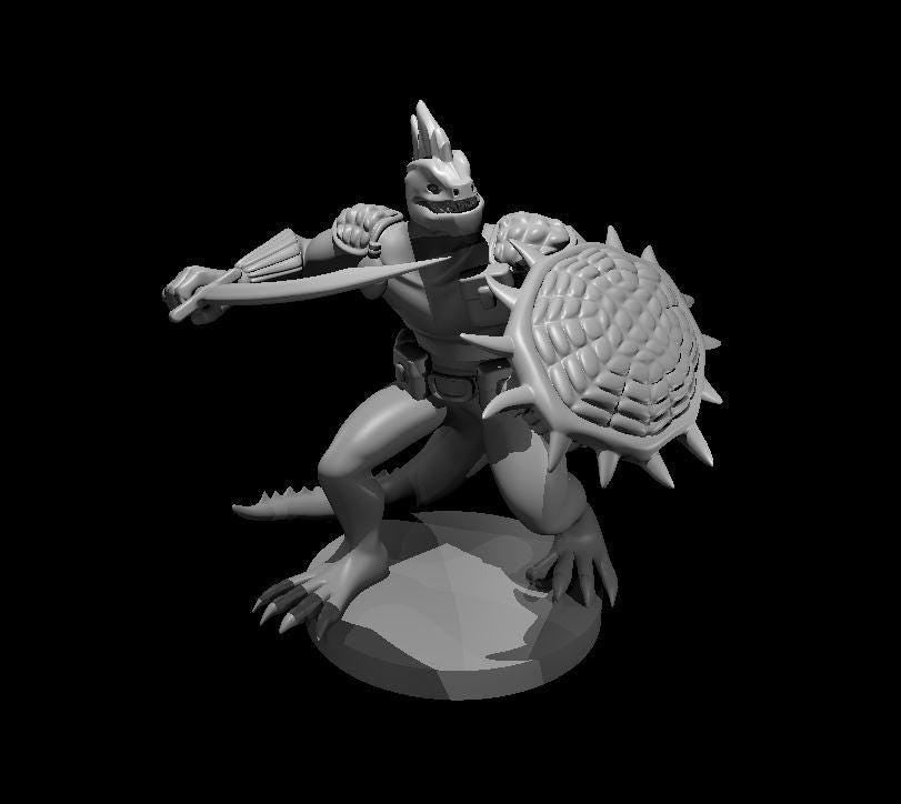 Lizardfolk Warrior with Shield Tabletop Miniature - Theboxanddice