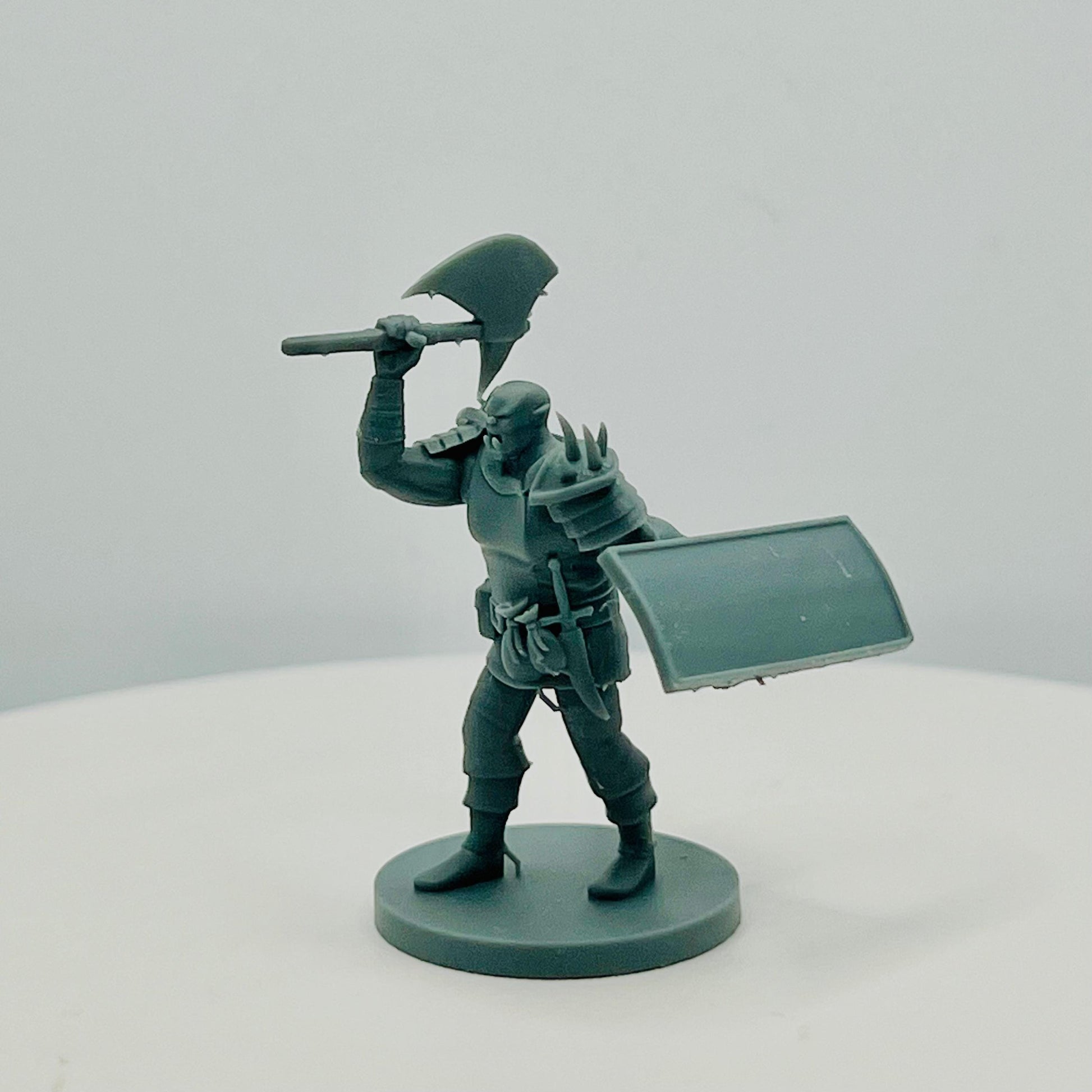 Half-Orc Warrior Miniature with Axe and Shield - Theboxanddice